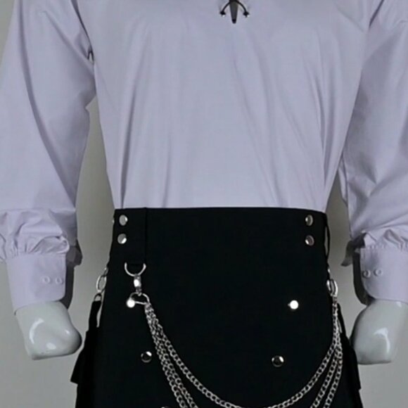 Traditional Scottish Cargo Kilt Utility Knee length skirts with Silver Chains - Picture 10 of 12